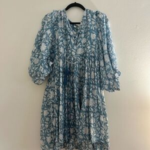 Patterned Blue & White Mini Dress